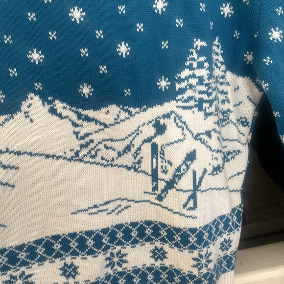 ASOS Ski Nordic  Sweater Size Large Men’s Pullover Blue White EUC - Picture 2 of 6